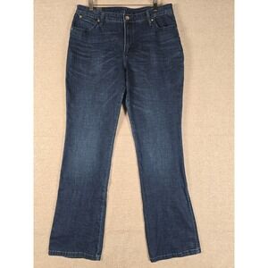 Wrangler Aura Womens Dark Wash Rhinestone Bootcut Jeans 14 Tall Long